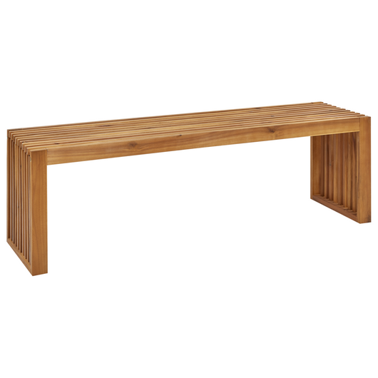 Set di 2 panche da pranzo da giardino in legno chiaro di acacia a 2 posti, moderne e rustiche, per esterni e interni.