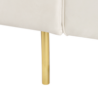 Divano letto in velluto bianco sporco a 3 posti con braccioli moderni a binario