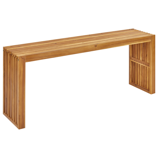 Tavolo da pranzo da giardino in legno massiccio di acacia chiaro 150 x 35 cm 4 posti a sedere rettangolare per interni esterni rustico