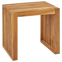 Set di 3 sgabelli da giardino in legno di acacia chiaro da giardino moderno e rustico.