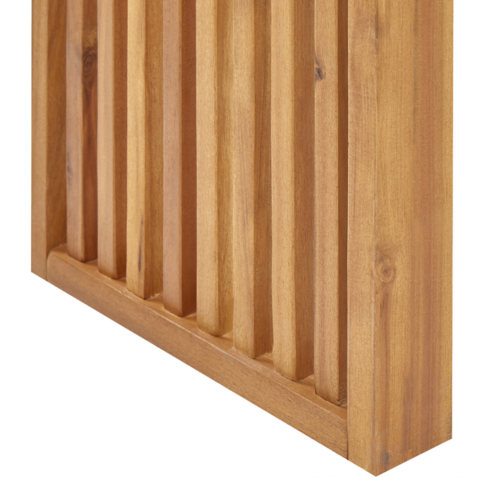 Set di 3 sgabelli da giardino in legno di acacia chiaro da giardino moderno e rustico.