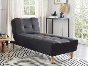 Chaise longue Verde Rivestimento in Tessuto Gambe in Legno Chiaro Stile Scandinavo