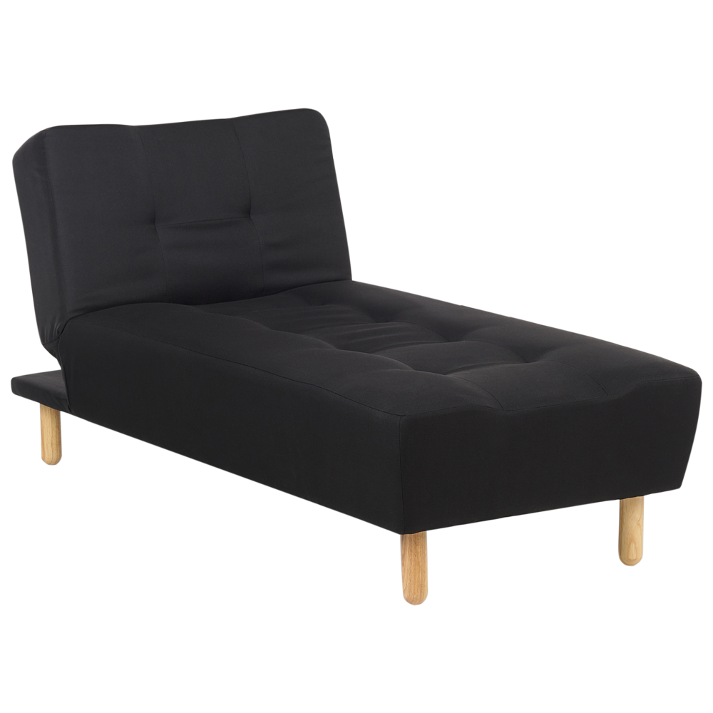 Chaise longue Verde Rivestimento in Tessuto Gambe in Legno Chiaro Stile Scandinavo