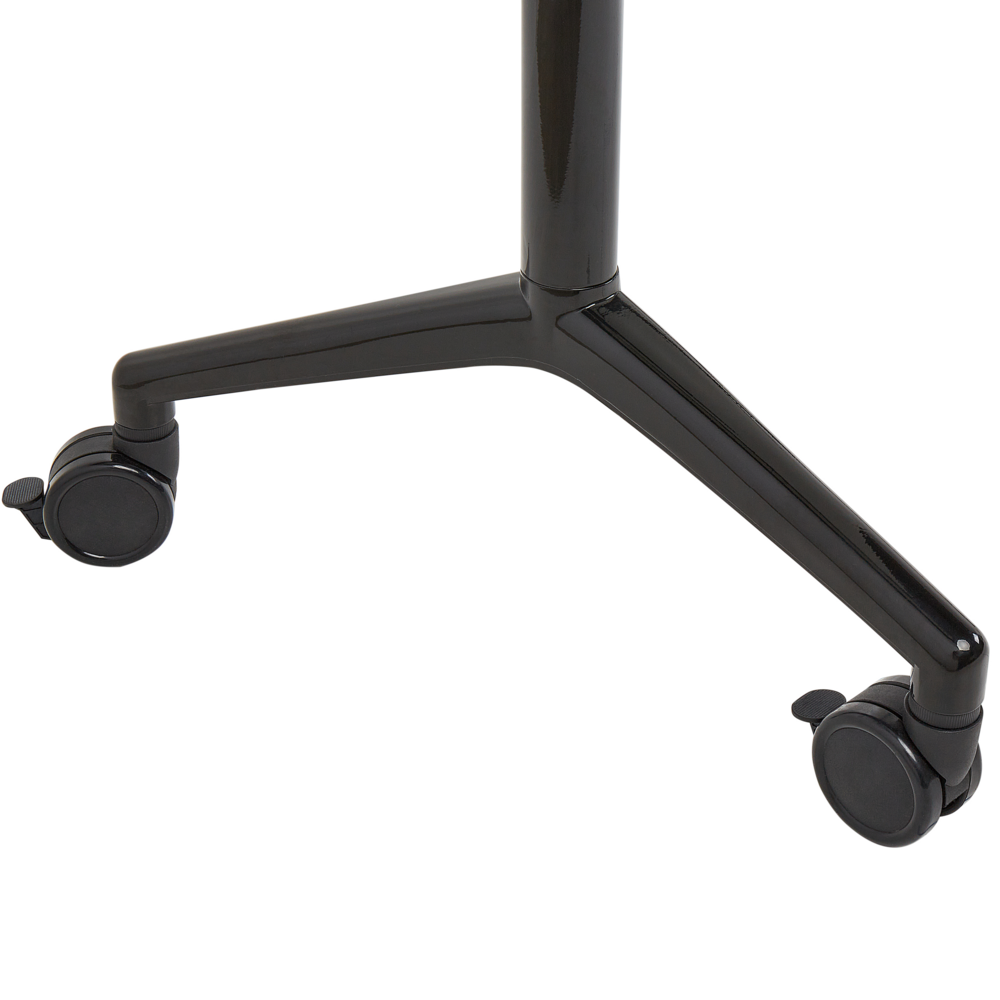 Scrivania rettangolare pieghevole con rotelle portatile con struttura in metallo bianco e nero 120 x 60 cm stile moderno