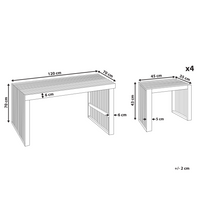 Set da pranzo da giardino 5 pezzi Tavolo rettangolare in legno massiccio di acacia 4 sgabelli Design rustico per interni esterni