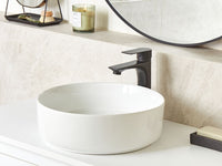 Lavabo da bagno rotondo in ceramica 36 cm bianco sporco stile moderno elegante