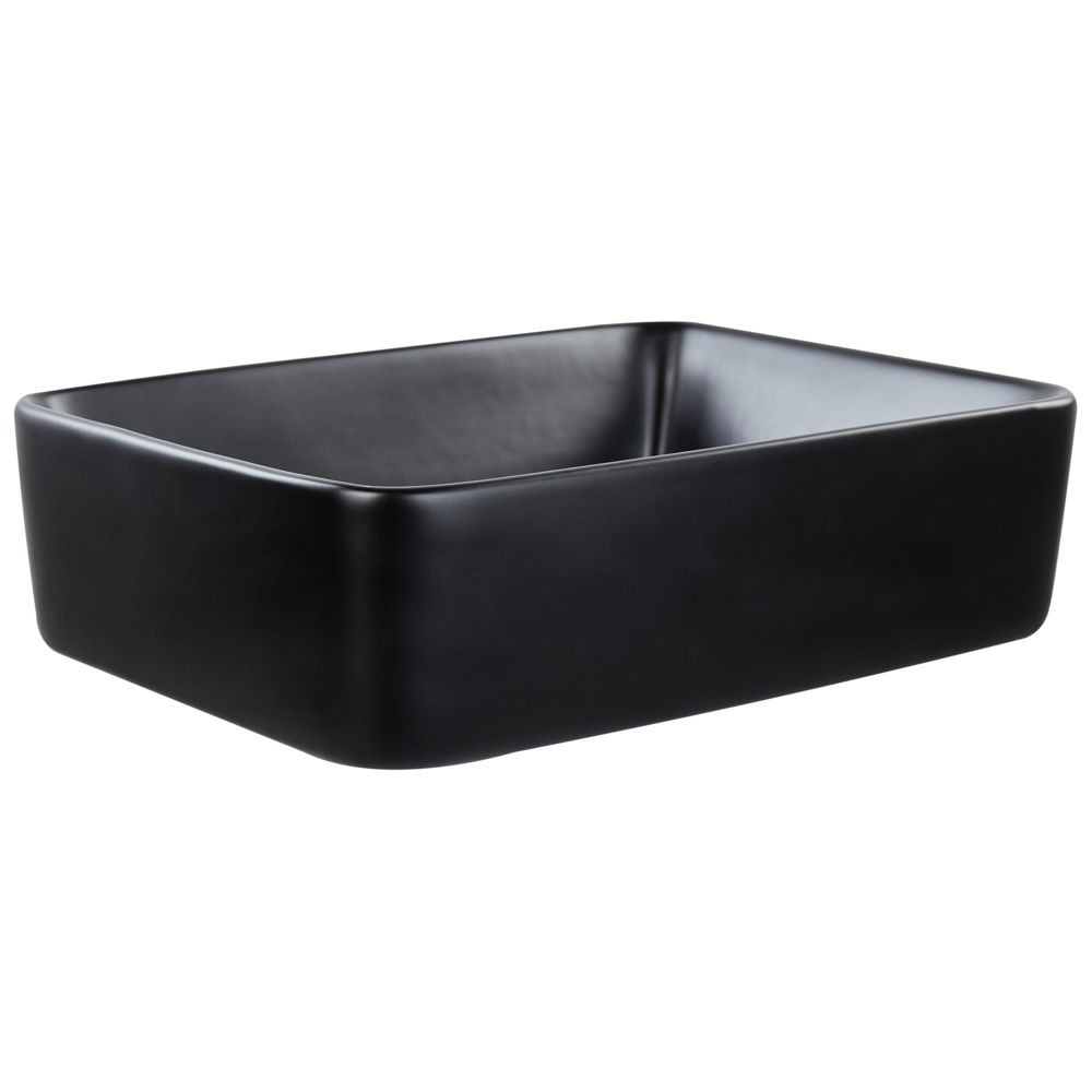 Lavabo da appoggio in ceramica nera lucida 490 x 380 mm Lavello da bagno rettangolare