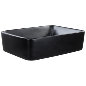 Lavabo da appoggio in ceramica nera lucida 490 x 380 mm Lavello da bagno rettangolare
