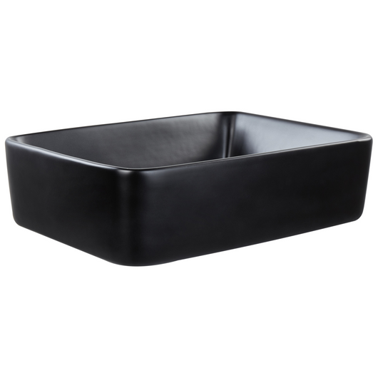 Lavabo da appoggio in ceramica nera lucida 490 x 380 mm Lavello da bagno rettangolare