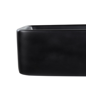 Lavabo da appoggio in ceramica nera lucida 490 x 380 mm Lavello da bagno rettangolare