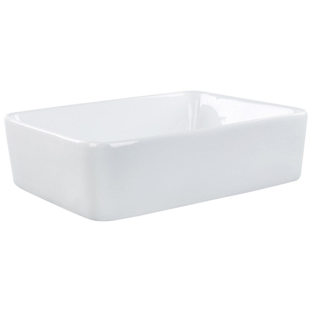 Lavabo da appoggio in ceramica bianca lucida 490 x 380 mm Lavello da bagno rettangolare
