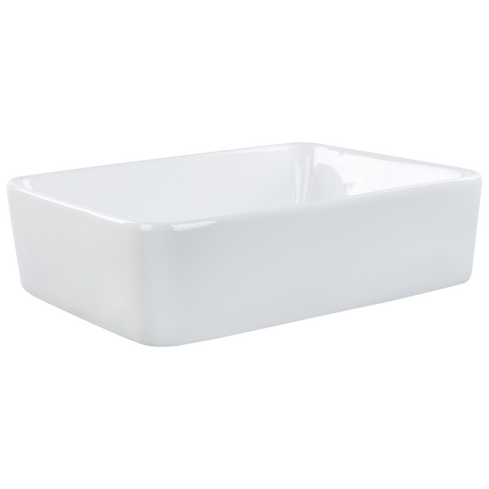 Lavabo da appoggio in ceramica bianca lucida 490 x 380 mm Lavello da bagno rettangolare