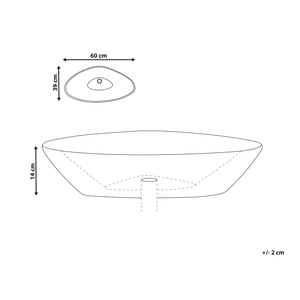 Lavabo da appoggio in ceramica nera lucida 600 x 390 mm Lavello da bagno di forma irregolare