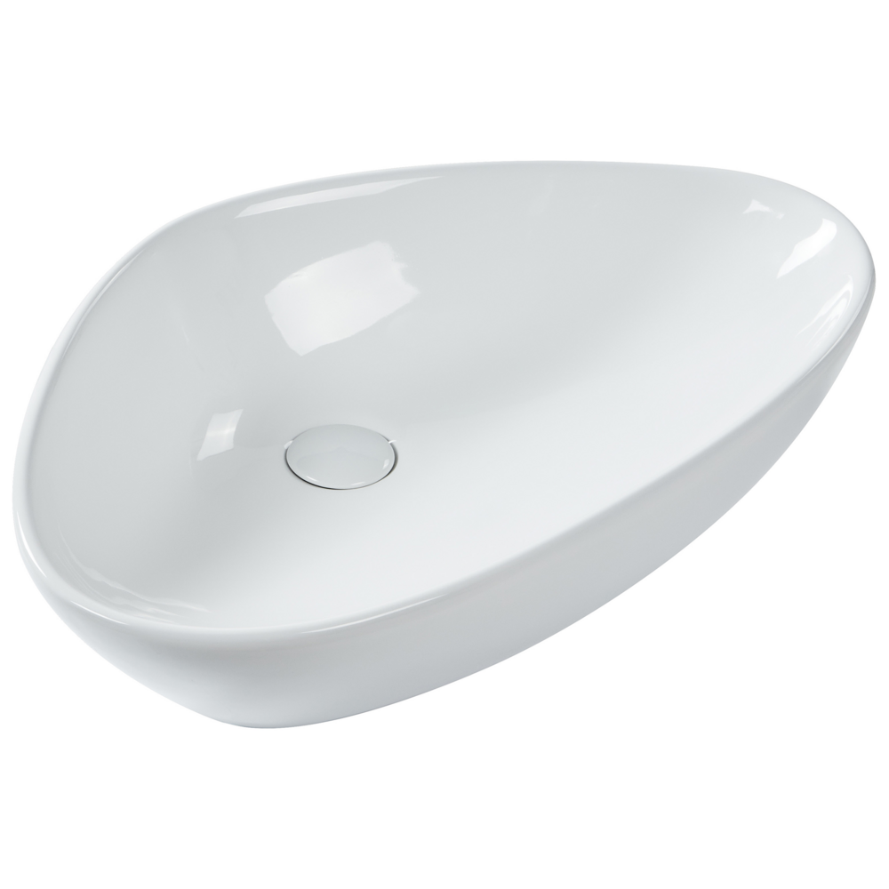 Lavabo da appoggio in ceramica bianca lucida 600 x 390 mm Lavello da bagno di forma irregolare