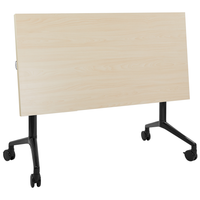 Scrivania rettangolare pieghevole con rotelle portatile con struttura in metallo marrone chiaro e nero 120 x 60 cm stile moderno