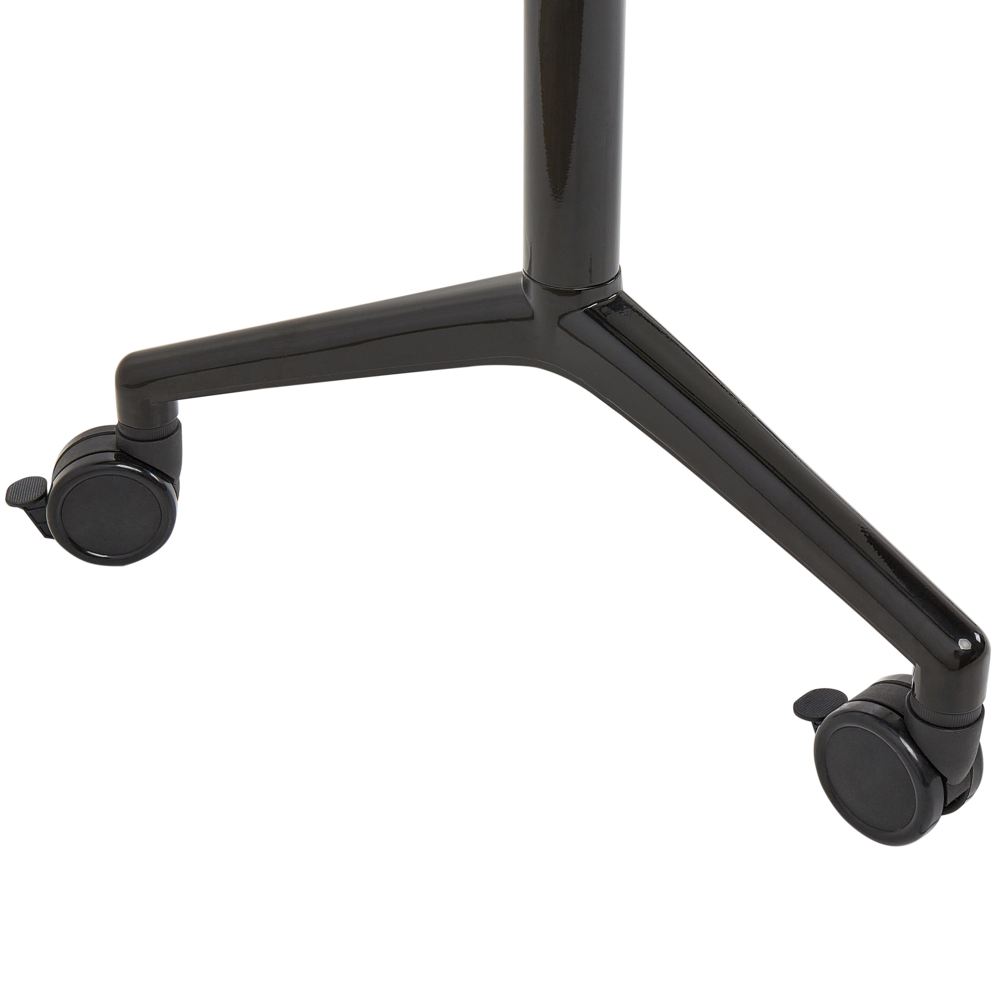 Scrivania rettangolare pieghevole con rotelle portatile con struttura in metallo marrone chiaro e nero 120 x 60 cm stile moderno