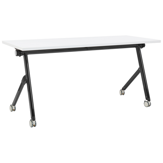 Scrivania rettangolare pieghevole con rotelle portatile con struttura in metallo bianco e nero 120 x 60 stile moderno