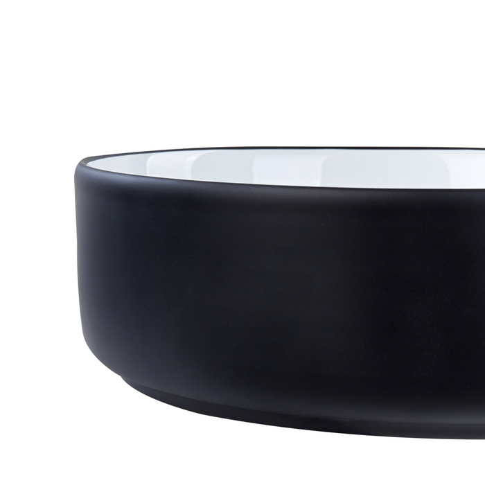 Lavabo da bagno rotondo in ceramica 36 cm nero e bianco stile moderno elegante