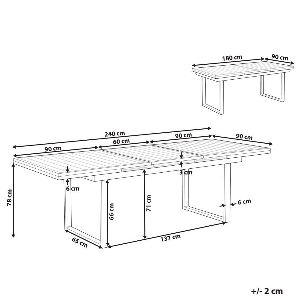 Tavolo da giardino allungabile metallo nero 180/240 x 90 cm da esterno terrazza