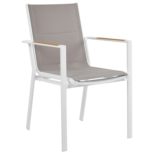 Set di 6 sedie da pranzo da giardino Telaio in alluminio bianco Materiale sintetico Grigio Design moderno per esterni