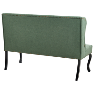 Divano da cucina a 2 posti con schienale in tessuto in poliestere verde con gambe nere stile vintage