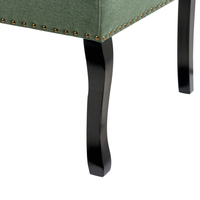 Divano da cucina a 2 posti con schienale in tessuto in poliestere verde con gambe nere stile vintage