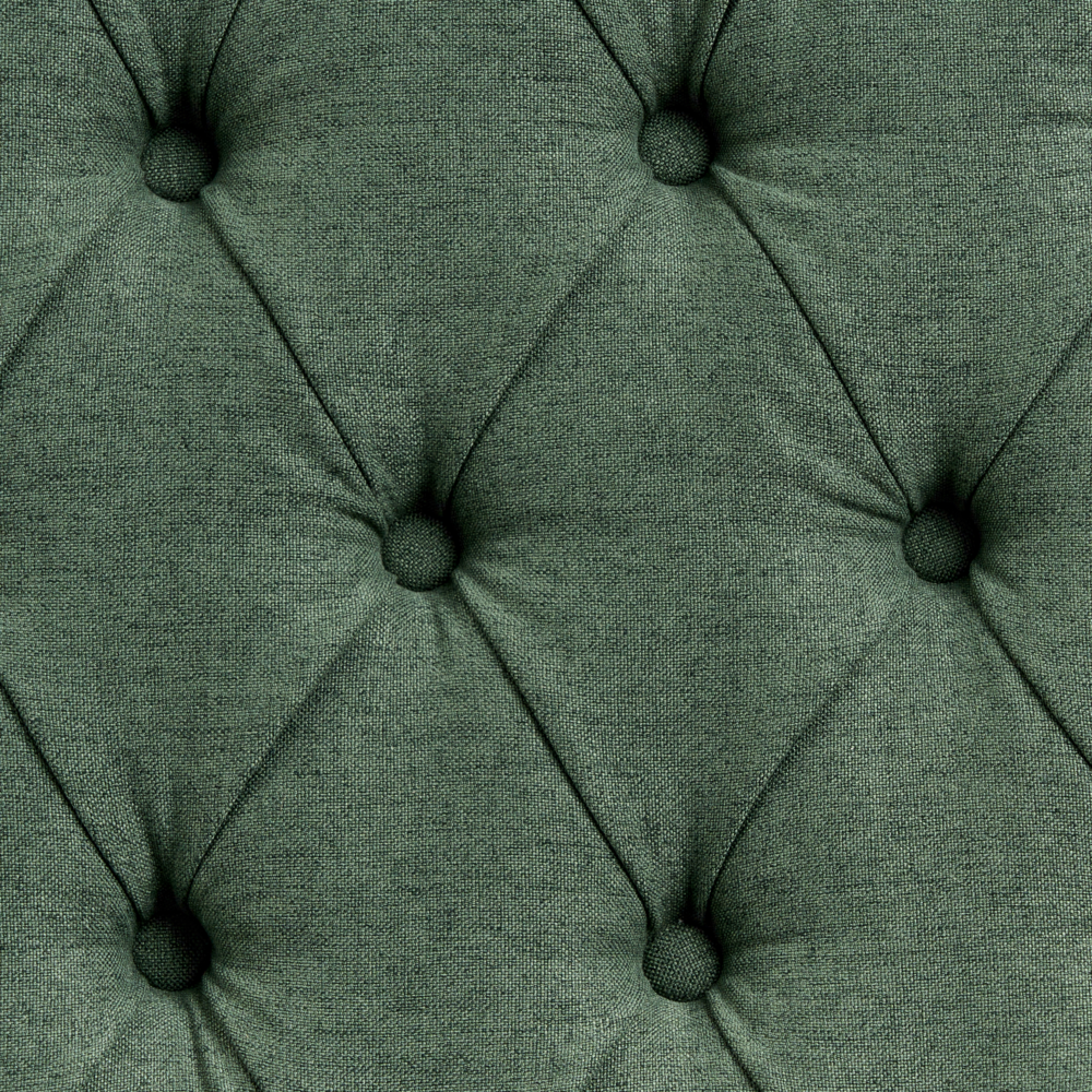 Divano da cucina a 2 posti con schienale in tessuto in poliestere verde con gambe nere stile vintage