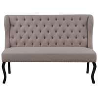 Divano da cucina a 2 posti con schienale in tessuto in poliestere marron chiaro con gambe nere stile vintage