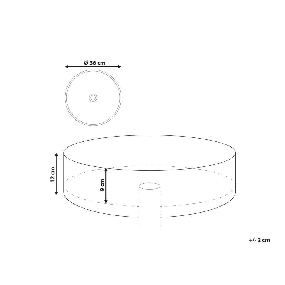 Lavabo da bagno rotondo in ceramica 36 cm nero stile moderno elegante