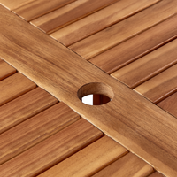 Tavolo da pranzo da giardino in legno chiaro di acacia piano rotondo 120 cm design a doghe per interni esterni