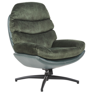 Poltrona girevole con poggiapiedi Velluto verde Base singola Seduta imbottita