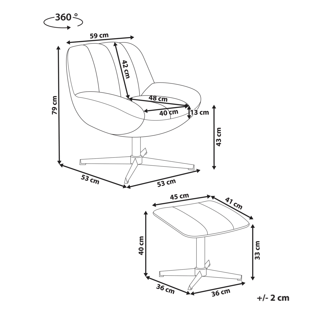 Poltrona girevole con poggiapiedi Velluto beige Base singola Seduta imbottita