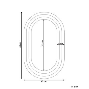 Specchio decorativo da parete in metallo 43 x 69 cm nero stile moderno