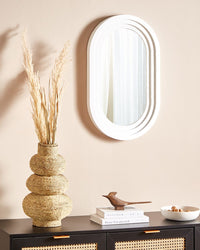 Specchio decorativo da parete in metallo 43 x 69 cm bianco stile moderno decorativo