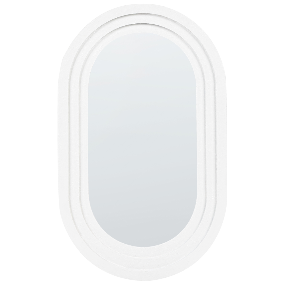 Specchio decorativo da parete in metallo 43 x 69 cm bianco stile moderno decorativo