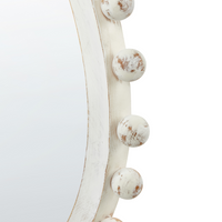 Specchio decorativo in legno montato a parete con finitura bianca e affilata ⌀ 71 cm Bianco elegante chic