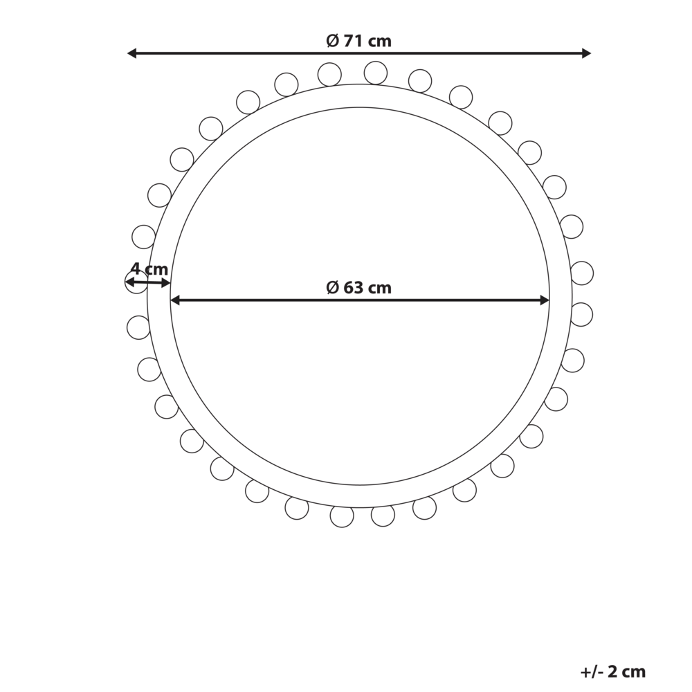 Specchio decorativo in legno montato a parete con finitura bianca e affilata ⌀ 71 cm Bianco elegante chic