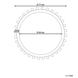Specchio decorativo in legno montato a parete con finitura bianca e affilata ⌀ 71 cm Bianco elegante chic