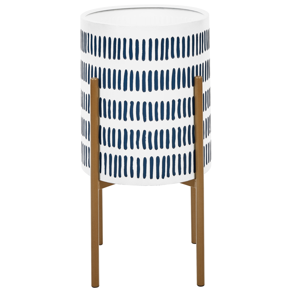 Portavaso in metallo bianco e blu 31 x 31 x 58 cm per interni ed esterni