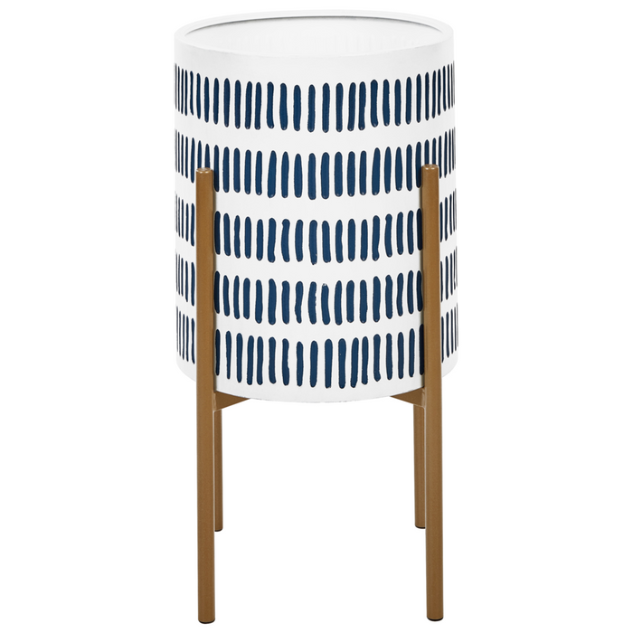 Portavaso in metallo bianco e blu 31 x 31 x 58 cm per interni ed esterni