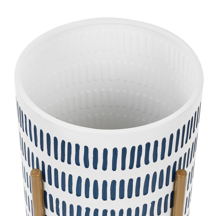 Portavaso in metallo bianco e blu 31 x 31 x 58 cm per interni ed esterni