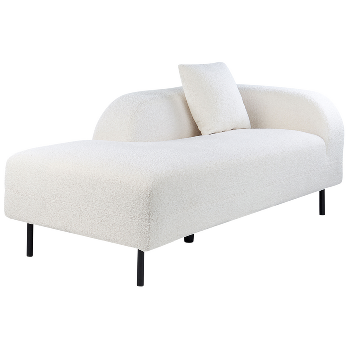Chaise longue tessuto bouclè bianco lato destro stile moderno minimalista