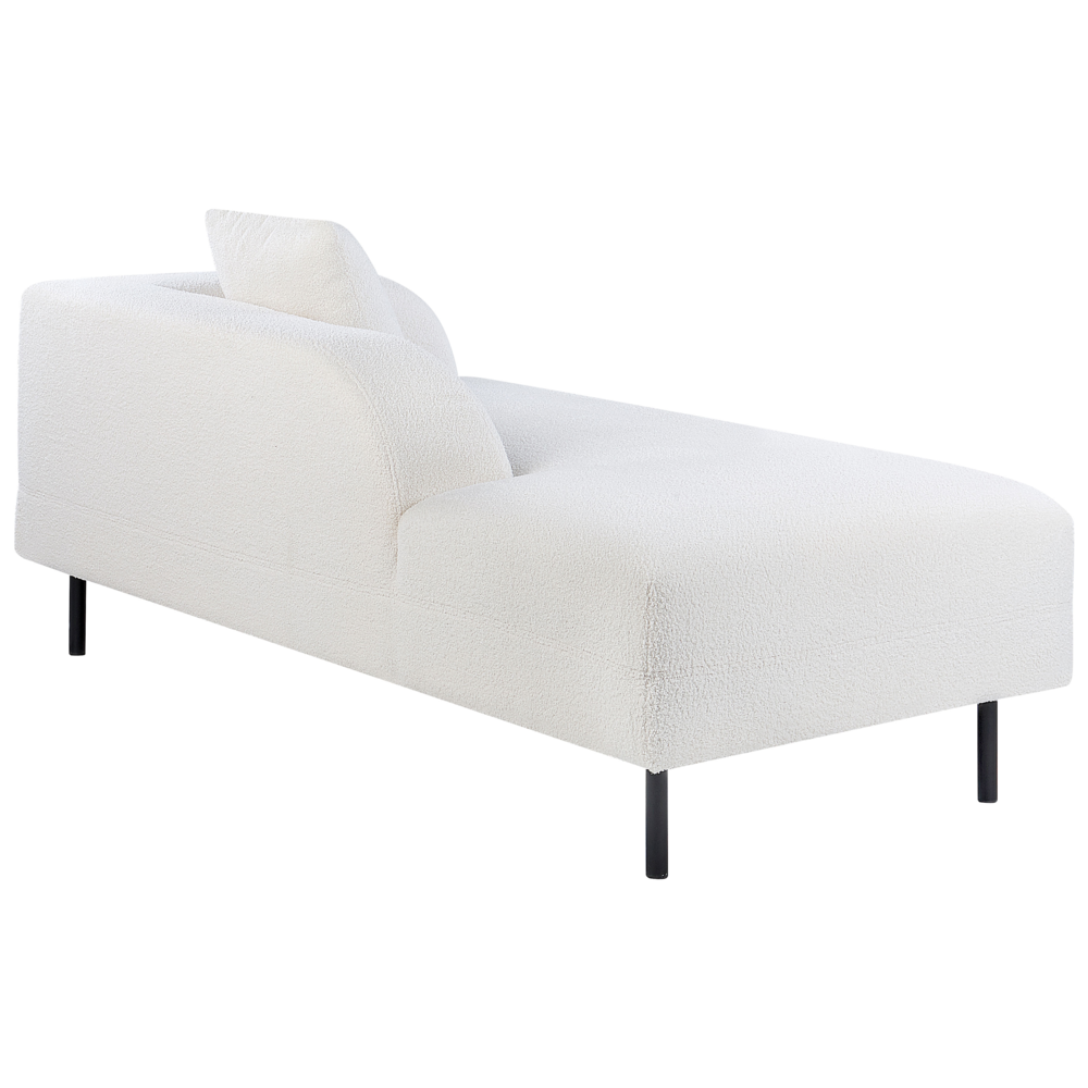Chaise longue tessuto bouclè bianco lato destro stile moderno minimalista