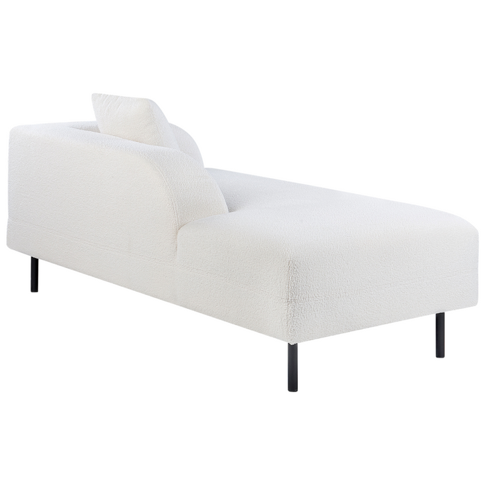 Chaise longue tessuto bouclè bianco lato destro stile moderno minimalista