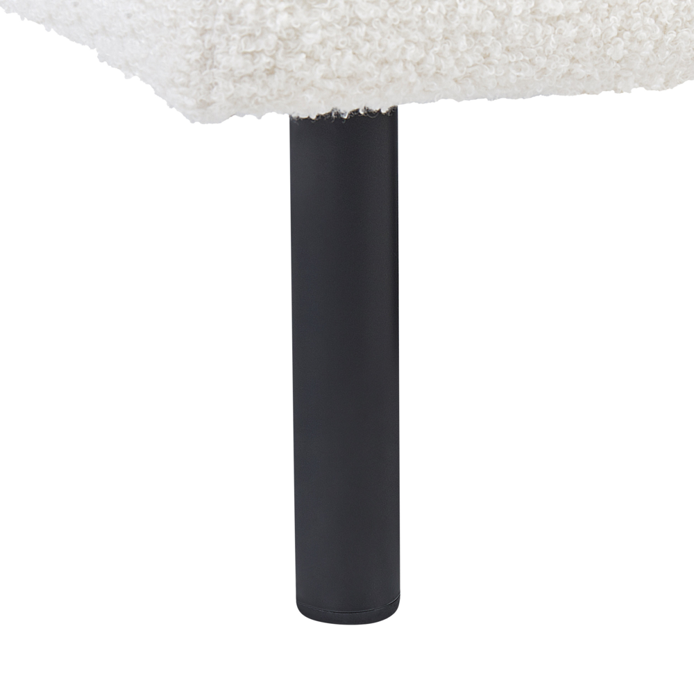 Chaise longue tessuto bouclè bianco lato destro stile moderno minimalista