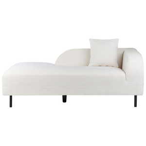 Chaise longue tessuto bouclè bianco lato destro stile moderno minimalista