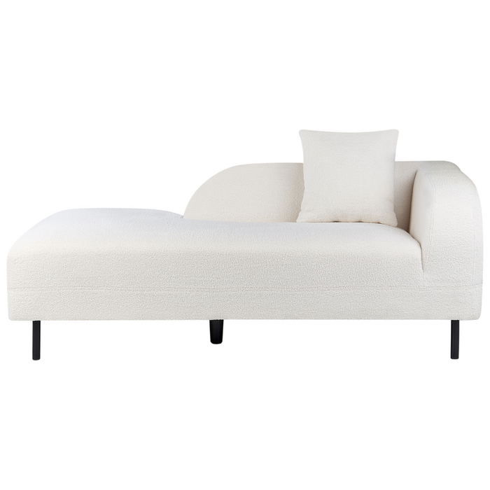 Chaise longue tessuto bouclè bianco lato destro stile moderno minimalista