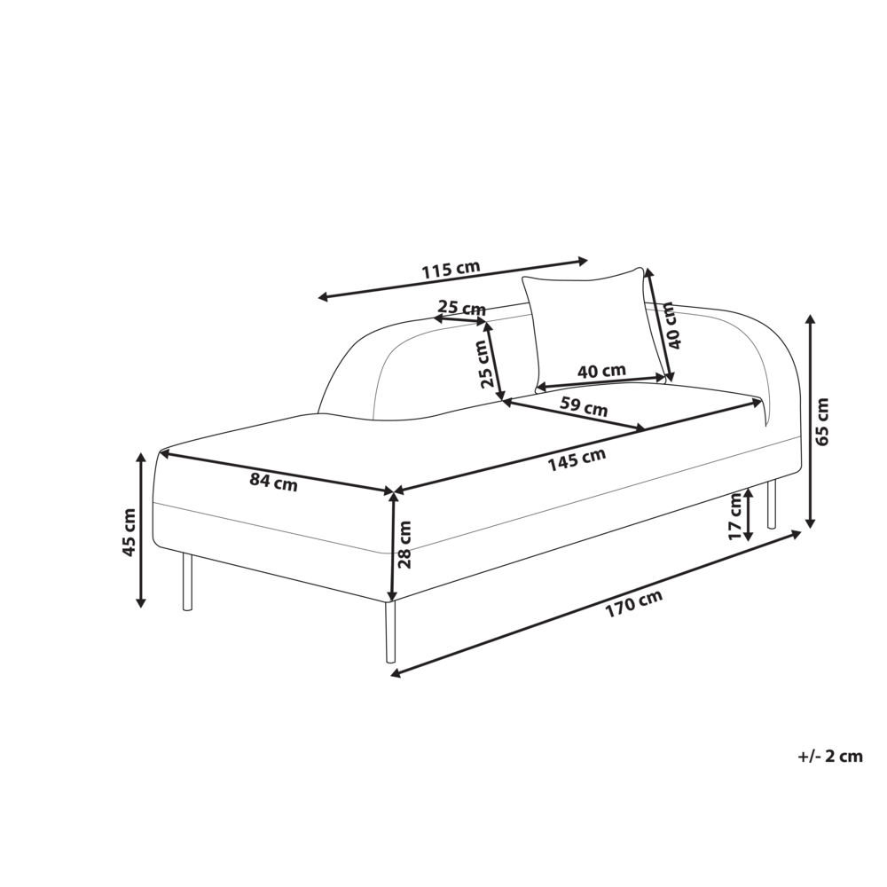 Chaise longue tessuto bouclè bianco lato destro stile moderno minimalista