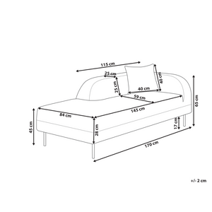 Chaise longue tessuto bouclè bianco lato destro stile moderno minimalista