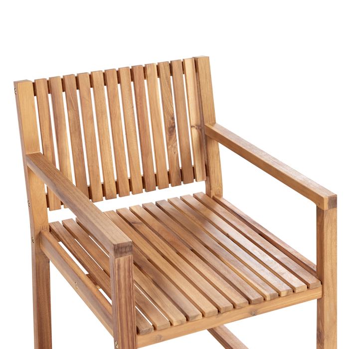 Set di 8 sedie da giardino in legno di acacia chiaro certificato con cuscini blu resistenti all'acqua